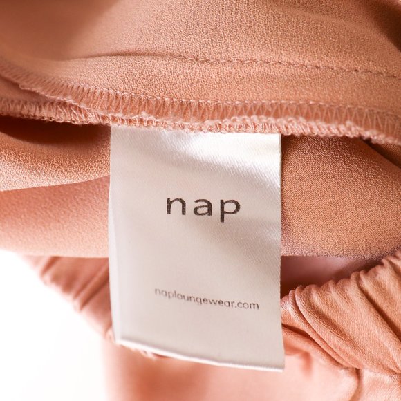 Nap Loungewear Wide Leg Slit Pants Satin Dusty Misty Rose Pink Cropped Small - Picture 9 of 9
